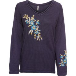 Sweter z haftem bonprix niebieski. Swetry damskie marki KALENJI. Za 79.99 zł.