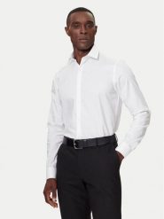 Guess Koszula LV019EU006 Biały Slim Fit. Białe koszule męskie Guess, m, z aplikacjami, z bawełny, biznesowe, bez kołnierzyka, bez ramiączek. Za 389.99 zł.