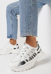 Białe Sneakersy na Grubej Podeszwie Pocalla. Białe obuwie sportowe damskie Born2be, bez wzorów. Za 109.99 zł.