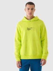 4F Bluza dresowa nierozpinana z kapturem męska - zielona S. Zielone bluzy męskie 4f, m, bez wzorów, z bawełny, z kapturem. W wyprzedaży za 99.99 zł.