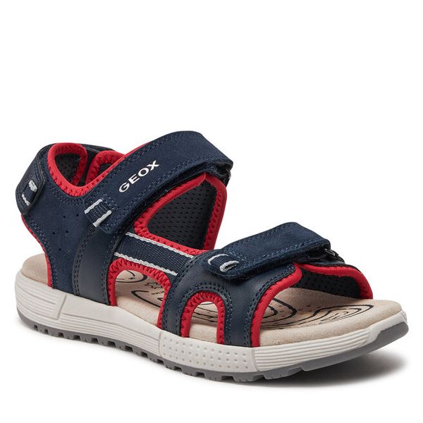 Sandały Geox. Niebieskie sandały damskie Geox, bez wzorów, bez obcasa, na płaskiej podeszwie, bez zapięcia. Za 219.99 zł.