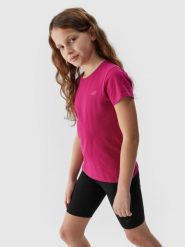 4F T-shirt gładki dziewczęcy - różowy 152 (11-12 lat). Czerwone t-shirty i topy dla dziewczynek 4f, bez wzorów, z bawełny, bez ramiączek. W wyprzedaży za 9.99 zł.