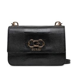 Torebka Guess. Czarne listonoszki damskie Guess, z aplikacjami, bez dodatków. Za 449.99 zł.