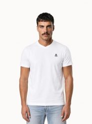 Koszulka Le Coq Sportif SMU Tri. Białe koszulki sportowe męskie le coq sportif, na lato, l, bez wzorów, ze skóry, bez kołnierzyka, bez ramiączek, na fitness i siłownię. Za 276.00 zł.