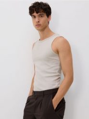 Bawełniany tank top - jasnoszary. Szare t-shirty męskie Reserved, l, bez wzorów, z bawełny, bez kołnierzyka. Za 59.99 zł.