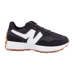 Buty Sportowe Sneakersy Damskie Czarne. Czarne obuwie sportowe damskie bez wzorów, ze skóry. Za 146.62 zł.