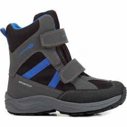 Botki zimowe "New Alaska" w kolorze szaro-czarnym. Czarne buty zimowe chłopięce Geox Kids, z gumy. W wyprzedaży za 185.95 zł.