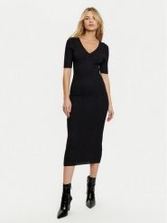 Guess Sukienka dzianinowa W5RK11 Z2V62 Czarny Bodycon Fit. Czarne sukienki damskie Guess, l, z aplikacjami, z dzianiny, bez kołnierzyka, bez ramiączek, bodycon. Za 309.99 zł.