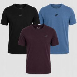 KOMPLET KOSZULEK MĘSKICH 4F ZESTAW T-SHIRT 3PAK. T-shirty męskie 4f, l, bez wzorów, z bawełny, sportowe, bez kołnierzyka. Za 182.97 zł.
