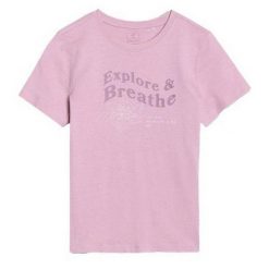 T-shirt Dla Dziewczynki JWSS25TTSHF1854. Czerwone t-shirty i topy dla dziewczynek 4f, bez wzorów, bez ramiączek. Za 65.99 zł.