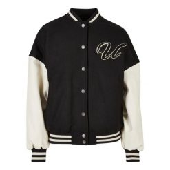 Damska kurtka oversize Urban Classics Big U College. Białe kurtki damskie Urban Classics, na jesień, l, z aplikacjami, z materiału, bez kaptura. Za 508.00 zł.
