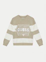 Guess Sweter L5RQ09 KCCH0 Beżowy Regular Fit. Brązowe swetry dla chłopców Guess, z aplikacjami, z bawełny, bez kołnierzyka, bez kaptura. Za 99.99 zł.