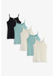 Podkoszulka z miekkiej bawełny organicznej (5 szt.). Czarne t-shirty i topy dla dziewczynek bonprix, bez wzorów, z bawełny, bez ramiączek. Za 109.99 zł.