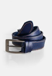 Granatowy pasek z ochrową nicią REGO 2. Niebieskie paski damskie Volcano, z aplikacjami, z jeansu, eleganckie. Za 79.99 zł.