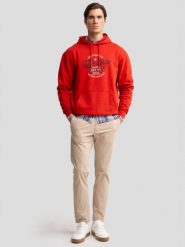 Bluza męska z kapturem z nadrukiem czerwona Herity 704. Czerwone bluzy męskie Big Star, l, bez wzorów, z dzianiny, z kapturem. W wyprzedaży za 99.99 zł.