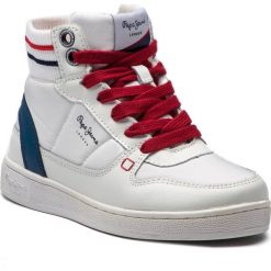 Sneakersy PEPE JEANS - Brompton Sock PBS30368 White 800. Białe buty zimowe dziewczęce Pepe Jeans, bez wzorów, z jeansu, bez zapięcia. W wyprzedaży za 189.00 zł.