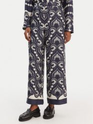 Weekend Max Mara Spodnie materiałowe Ottico 2615131011 Granatowy Wide Leg. Niebieskie spodnie materiałowe damskie Weekend Max Mara, bez wzorów, z jedwabiu. Za 1,489.00 zł.