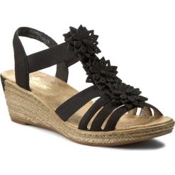 Sandały RIEKER - 62461-00 Black. Czarne klapki damskie Rieker, bez wzorów, z materiału, bez obcasa, na obcasie. W wyprzedaży za 179.00 zł.