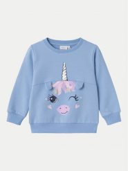 NAME IT Bluza 13232088 Niebieski Regular Fit. Niebieskie bluzy dla dziewczynek Name it, bez wzorów, z bawełny, bez ramiączek, bez kaptura. Za 59.99 zł.