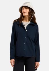 Koszula z długim rękawem damska ODLO Shirt l/s TRANSITION SOFTSHELL. Niebieskie koszule damskie Odlo, l, bez wzorów, z materiału, bez kołnierzyka, bez ramiączek. Za 539.99 zł.