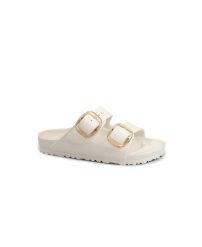 Klapki damskie Birkenstock Arizona Big Buckle Eva. Białe klapki damskie Birkenstock, bez wzorów, z materiału, klasyczne, bez obcasa. Za 338.00 zł.
