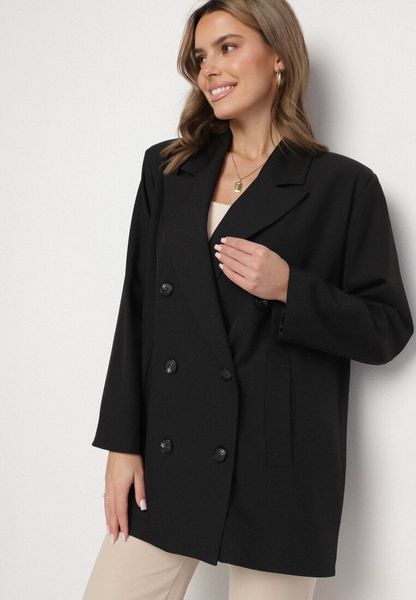 Czarna Dwurzędowa Marynarka o Pudełkowym Kroju Nilinne. Czarne żakiety damskie Born2be, uniwersalny, bez wzorów, z jeansu, eleganckie. Za 149.99 zł.