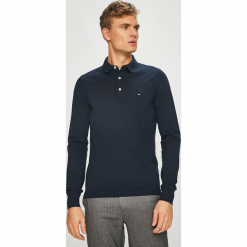 Tommy Hilfiger - Longsleeve. Czarne bluzki z długim rękawem męskie Tommy Hilfiger, z bawełny, polo. Za 359.90 zł.