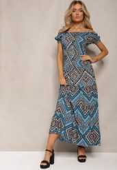 Ciemnozielona Sukienka Hiszpanka Boho z Bawełny z Gumką w Talii Lovedia. Zielone sukienki damskie Renee, l, bez wzorów, z bawełny, boho, bez kołnierzyka, bez ramiączek. Za 44.99 zł.