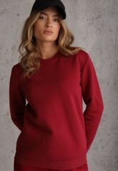 Bordowa Bluza Basic Ocieplana Polarem Kaianna. Czerwone bluzy damskie Renee, l, z aplikacjami, z jeansu, bez kaptura. Za 59.99 zł.