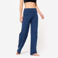 Spodnie do jogi damskie Kimjaly. Niebieskie spodnie materiałowe damskie KIMJALY, l, bez wzorów, z bawełny, na jogę i pilates. Za 89.99 zł.