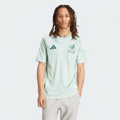 Koszulka Mexico 24 Away. Zielone koszulki sportowe męskie Adidas, l, z aplikacjami, z dzianiny, bez kołnierzyka, bez ramiączek, do piłki nożnej. Za 336.60 zł.