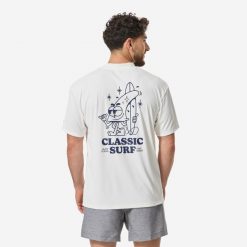 Koszulka UV surfingowa męska Decathlon Water T-shirt krótki rękaw. Białe t-shirty męskie Decathlon, l, bez wzorów, z materiału, sportowe, bez kołnierzyka. Za 59.99 zł.