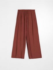 Spodnie wide leg z wiskozą - żółty. Żółte spodnie materiałowe damskie Sinsay, l, bez wzorów, z wiskozy. Za 49.99 zł.