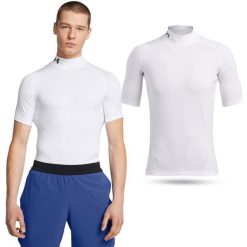 Koszulka termoaktywna męska Under Armour HeatGear. Białe koszulki sportowe męskie Under Armour, na zimę, m, bez wzorów, bez kołnierzyka, bez ramiączek, snowboardowy. Za 143.55 zł.