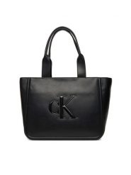 Calvin Klein Torebka Bold Ck Medium Tote LV04F3218G Czarny. Czarne torebki do ręki damskie Calvin Klein, bez wzorów, ze skóry, bez dodatków. Za 399.99 zł.