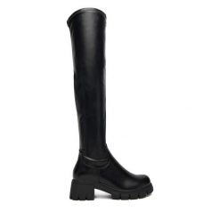 Muszkieterki DeeZee. Czarne kozaki damskie DeeZee, bez obcasa, na płaskiej podeszwie. Za 229.99 zł.