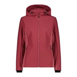 Kurtka damska softshell z kapturem CMP Honeycomb. Czerwone kurtki damskie CMP, xl, bez wzorów, z materiału, z kapturem. Za 408.20 zł.