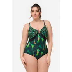 Damski Kostium kąpielowy różne wzory miękkie miseczki ozdobny pierścień. Czarne kostiumy jednoczęściowe damskie Ulla Popken, plus size, bez wzorów, z elastanu, sportowe, plus size, do pływania. Za 244.99 zł.