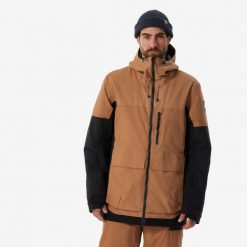 Kurtka snowboardowa męska Dreamscape SNB 500 ziprotect. Brązowe kurtki męskie DREAMSCAPE, m, bez wzorów, z materiału, długie, bez kaptura, narciarskie. Za 649.99 zł.