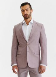 PAKO LORENTE – Gładka różowa marynarka garniturowa męska. Czerwone marynarki męskie Pako Lorente, bez wzorów, z wełny, boho. Za 849.99 zł.
