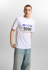 Koszulka sportowa męska Prosto Runner z krótkim rękawem. Białe koszulki sportowe męskie Prosto., l, z aplikacjami, z bawełny, bez kołnierzyka, bez ramiączek. Za 99.99 zł.