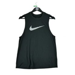 Nike męskie koszulki na ramiączkach Dri-Fit. Czarne koszulki sportowe męskie Nike, l, bez wzorów, bez kołnierzyka, bez ramiączek, do biegania, dri-fit (nike). Za 46.82 zł.