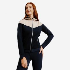 Bluza jeździecka damska Fouganza 900 z odpinanym kapturem. Brązowe bluzy damskie FOUGANZA, s, bez wzorów, z materiału, z kapturem, na fitness i siłownię. Za 79.99 zł.
