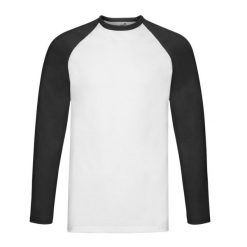 Męska Koszulka Baseballowa Z Długim Rękawem Valueweight. Białe koszulki sportowe męskie Fruit of the Loom, m, bez wzorów, bez kołnierzyka, bez ramiączek. Za 39.99 zł.