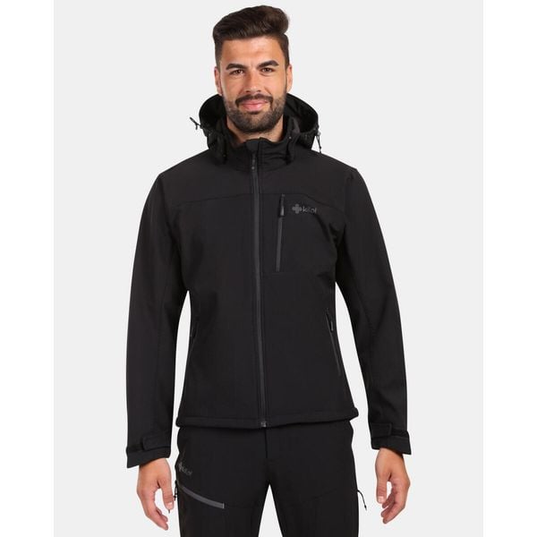 Męska kurtka softshell Kilpi ONTAVIO-M. Czarne kurtki męskie Kilpi, m, bez wzorów, z softshellu, sportowe, bez kaptura. Za 422.05 zł.