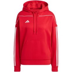 Bluza damska adidas Tiro 23 League Sweat Hoodie. Czerwone bluzy damskie Adidas, bez wzorów, z bawełny, bez kaptura, do piłki nożnej. Za 194.99 zł.