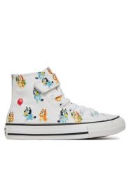 Converse Trampki Converse x Bluey Chuck Taylor All Star Easy On A16463C Biały. Białe trampki i tenisówki chłopięce Converse, bez wzorów, z materiału, retro, bez zapięcia. Za 239.99 zł.