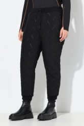 Damskie Funkcyjne spodnie dresowe kieszenie na zamek rąbek prążkowany stretch. Czarne spodnie dresowe damskie Ulla Popken, plus size, bez wzorów, z dresówki. Za 349.99 zł.