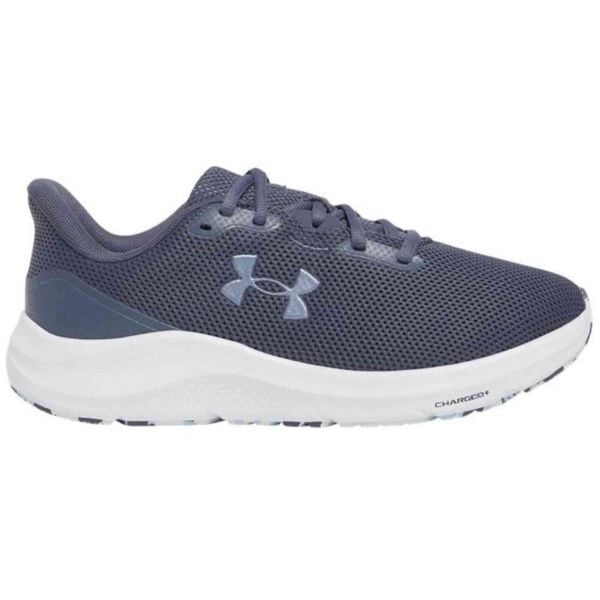 Buty do biegania damskie Under Armour Charged Pursuit 4 downpourdownpour gravel. Niebieskie obuwie sportowe damskie Under Armour, bez wzorów, do biegania. Za 209.99 zł.
