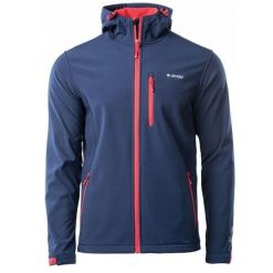 Kurtka męska Softshell Hi-Tec Caen - granatowo-pomarańczowa, Rozmiar L. Brązowe kurtki męskie Hi-tec, l, bez wzorów, z polaru, bez kaptura. Za 184.99 zł.